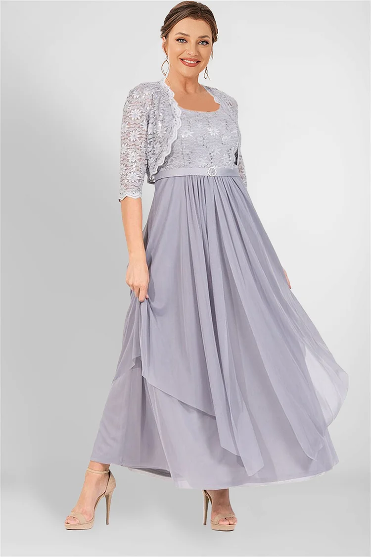 Plus Size Mother of The Bride Jacket Maxi Dress