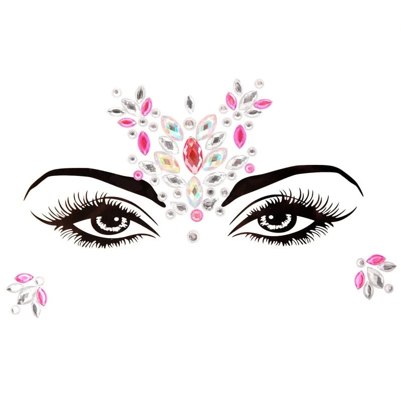 3D Acrylic Glitter Rhinestone Temporary Sexy Face Tattoo Sticker DIY Kids Holiday Party Masquerade Body Facial Jewelry Tattoo