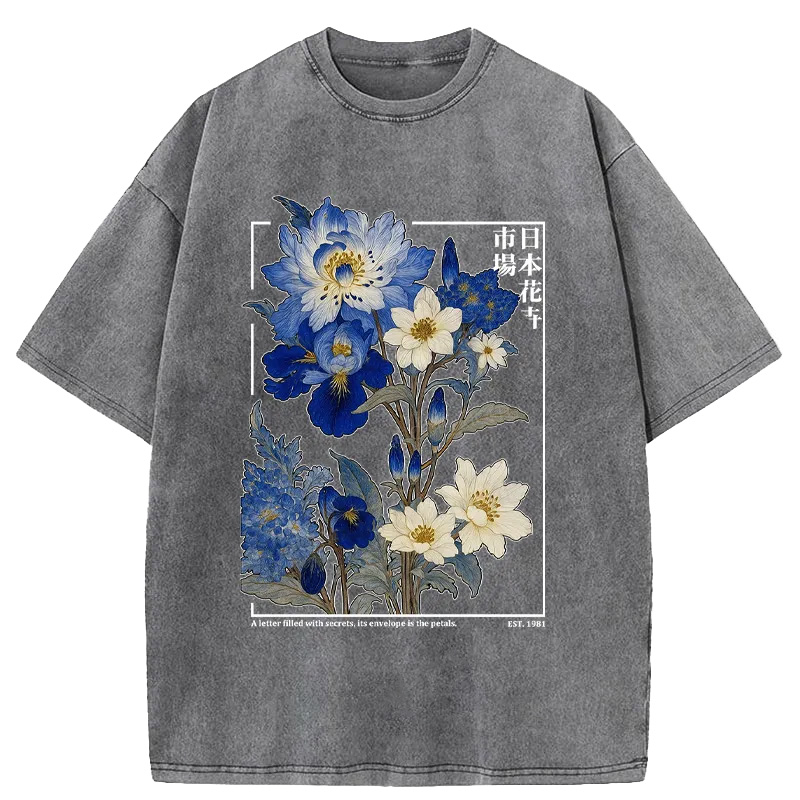 Japan Flower Market Vintage Washed T-shirt elevenforest