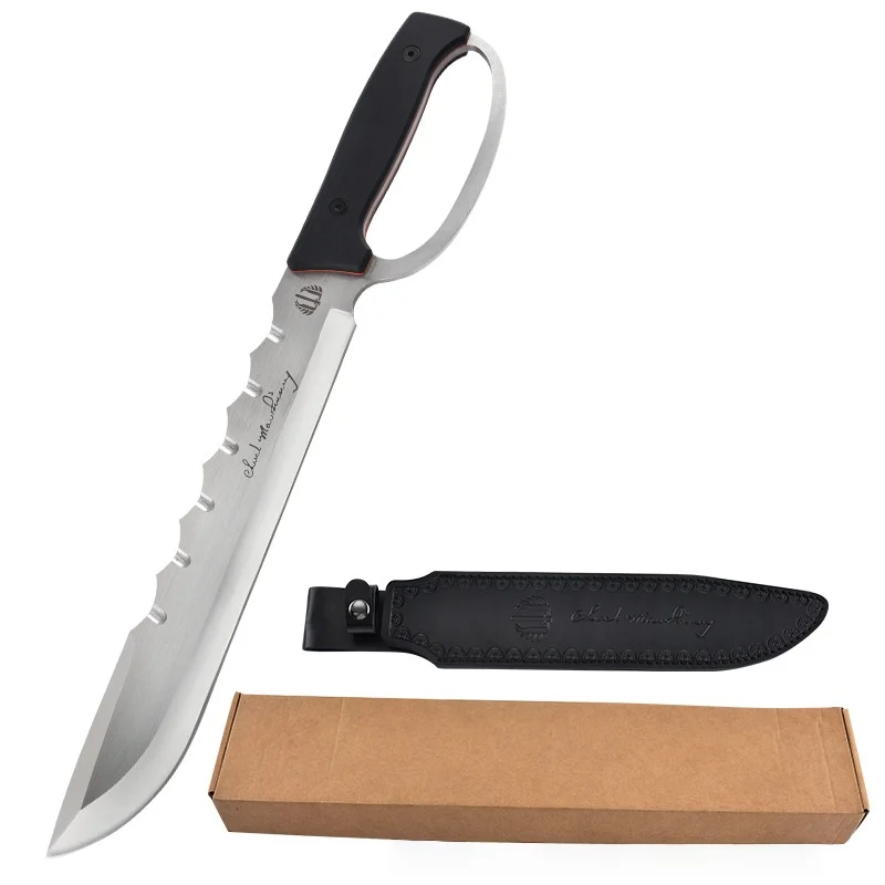 Integrated hand knife for outdoor survival, camping, and tactical use.