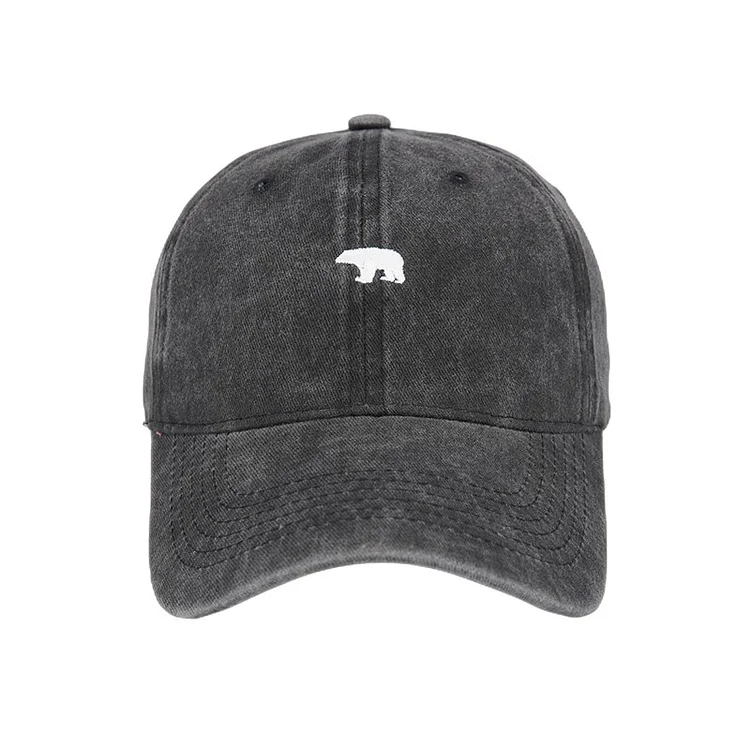 Wash Cotton Bear Embroider Baseball Cap Men Women Summer Outdoor Anti-Sun Trucker Gorras Hip Hop Peaked Hat Snapback Adjustable