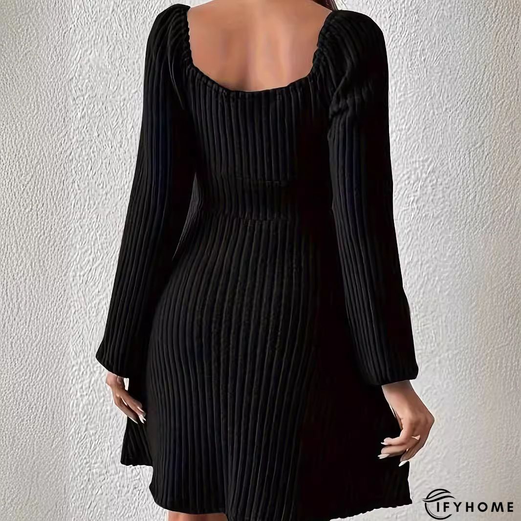 Casual Buttoned V Neck tunic Dress | IFYHOME