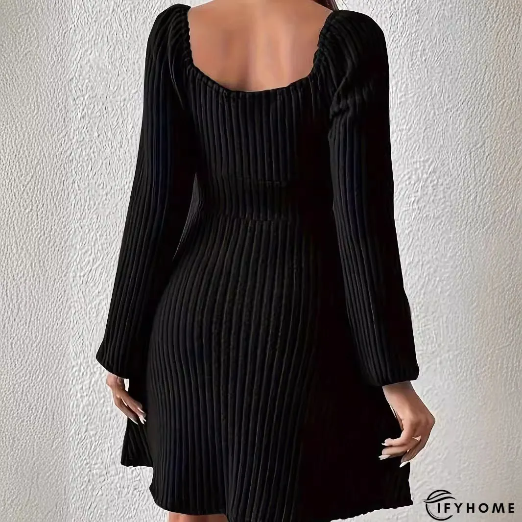 Casual Buttoned V Neck tunic Dress | IFYHOME