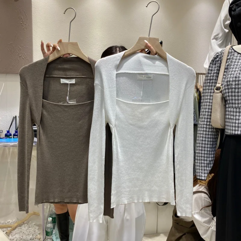 Uveng Uveng Bottom Sweater Year New Temperament Fake Two Long-Sleeved Knitted Shirt Women Put On The Top