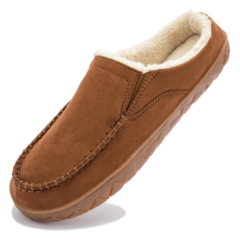 Men Slippers Memory Foam Slippers Home New Winter Non Slip Male House Shoes Stripe Couple Casual Indoor Plush Shoes Big SIze 50