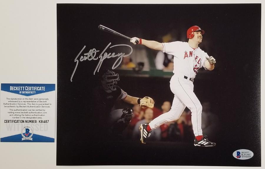 SCOTT SPIEZIO Signed Angels 2002 World Series 8x10 Photo Poster painting #4 ~ Beckett BAS COA