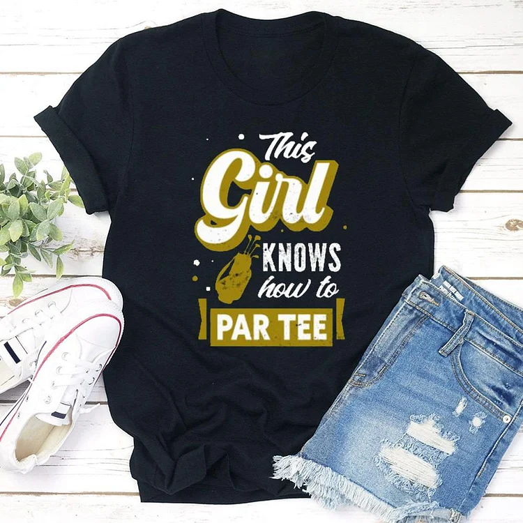 This girl knows how to play golf T-shirt Tee -03528-Annaletters