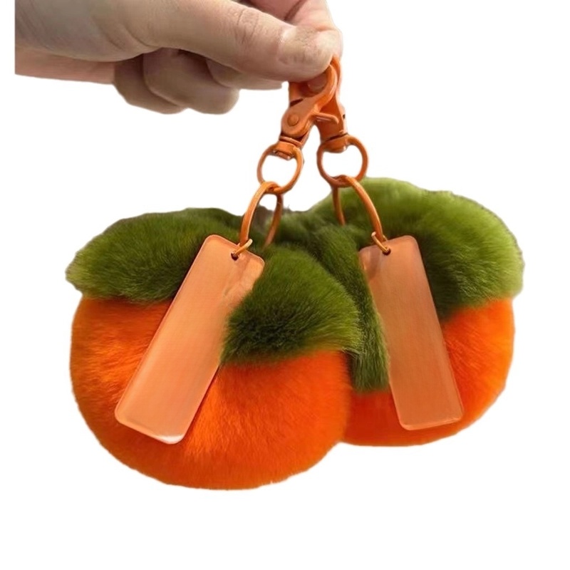 Imitation Rex Rabbit Fur Persimmon Pendant Persimmon Persimmon Ruyi Good Thing Happened Car Keychain Fur Ball Pendant Bag Ornaments Batch