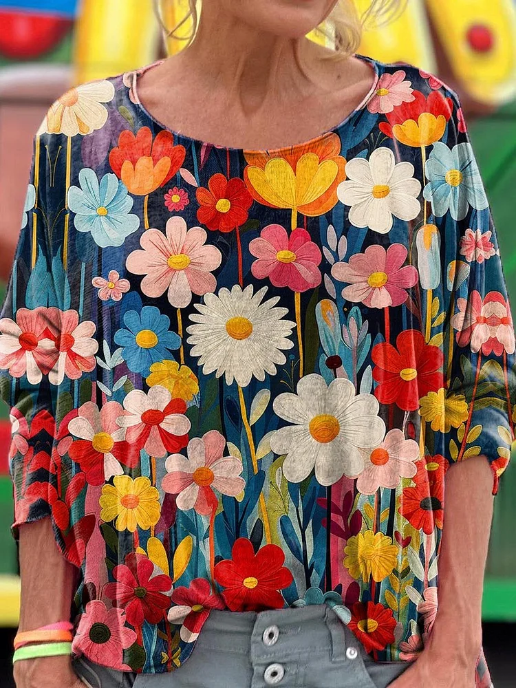 Colorful Flower Art Print Long Sleeve