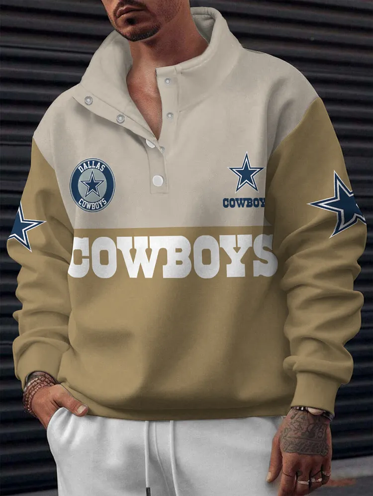 Dallas Cowboys 2025 New Design Casual Snap  Mockneck Pullover Sweatshirt