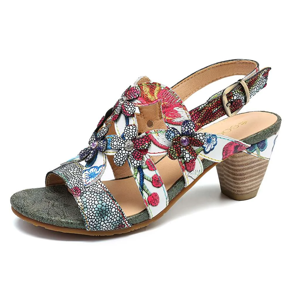 Sandals Super Comfy Sequined Pattern Floral Veins Hook Loop Elegant Sandals Summer Shoes Women  2020