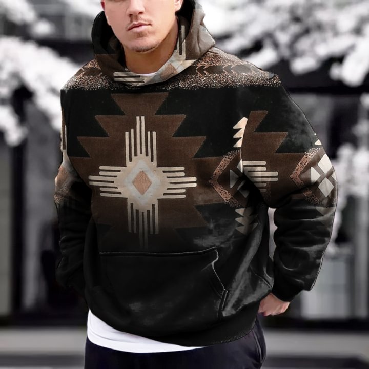 Men's Western Style Gradual Change Hoodie