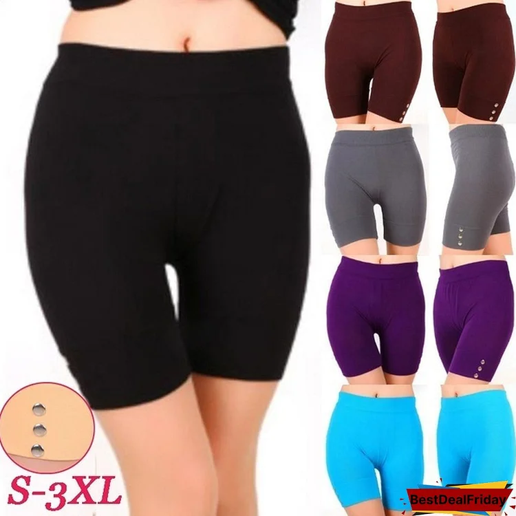 Women Basic Slip Shorts Compression Workout Leggings Tummy Control Yoga Tight Shorts