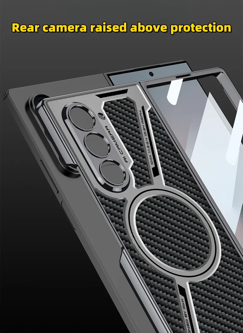 Suitable for Samsung zfold6 electroplated mobile phone case magnetic leather protective cover