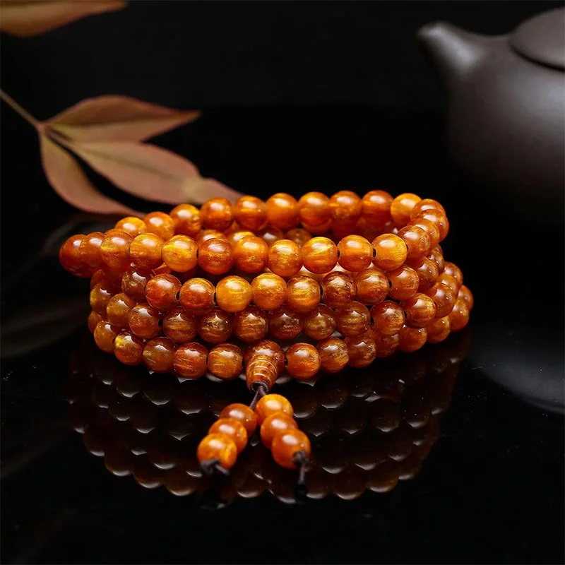 108 Beads Golden Sea Willow Mala Prosperity Necklace Bracelet