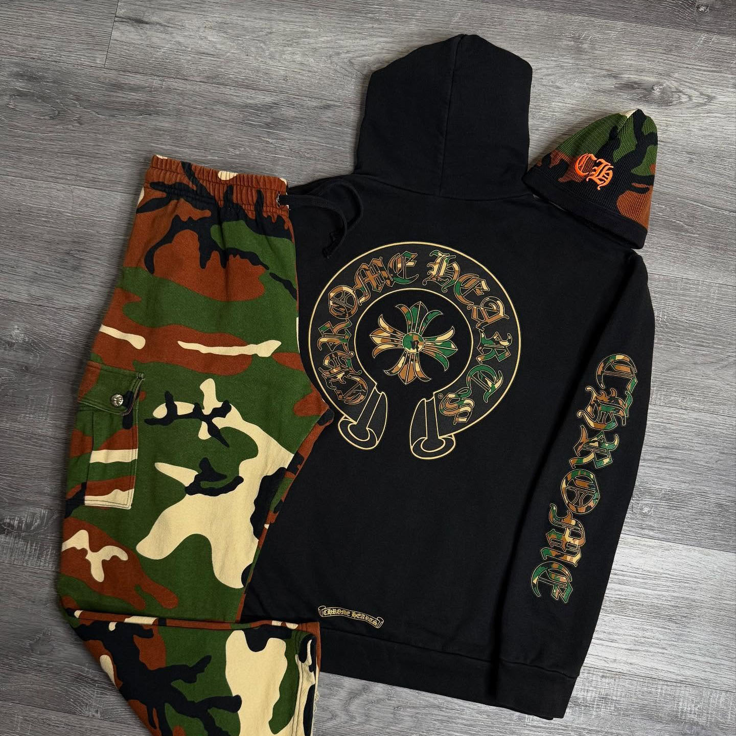 Chrome Hearts Camo Horseshoe Cotton Long Sleeve Hoodie