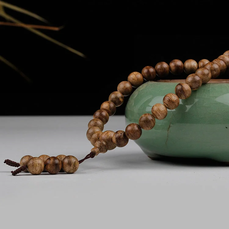 Old Material Hainan Agarwood 108 Beads Rosary Buddha Bracelet