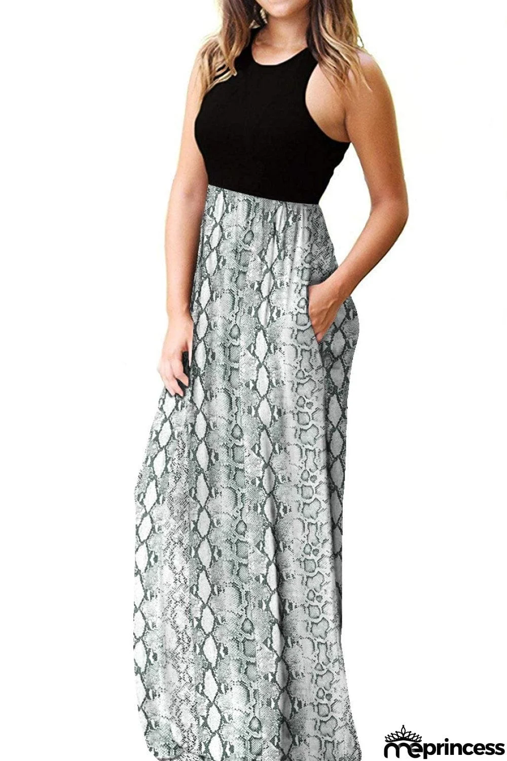 Empire Waist Sleeveless Dress with Pockets