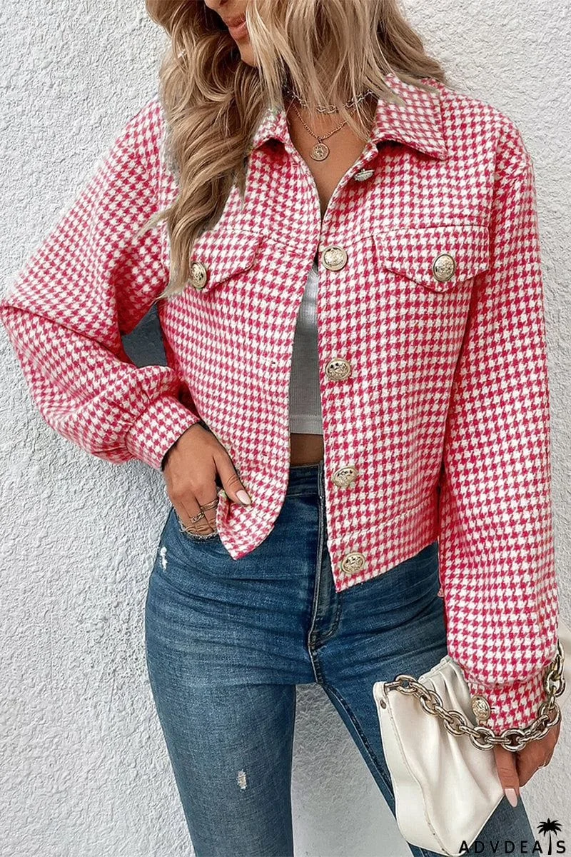 Casual Plaid Buttons Turndown Collar Outerwear