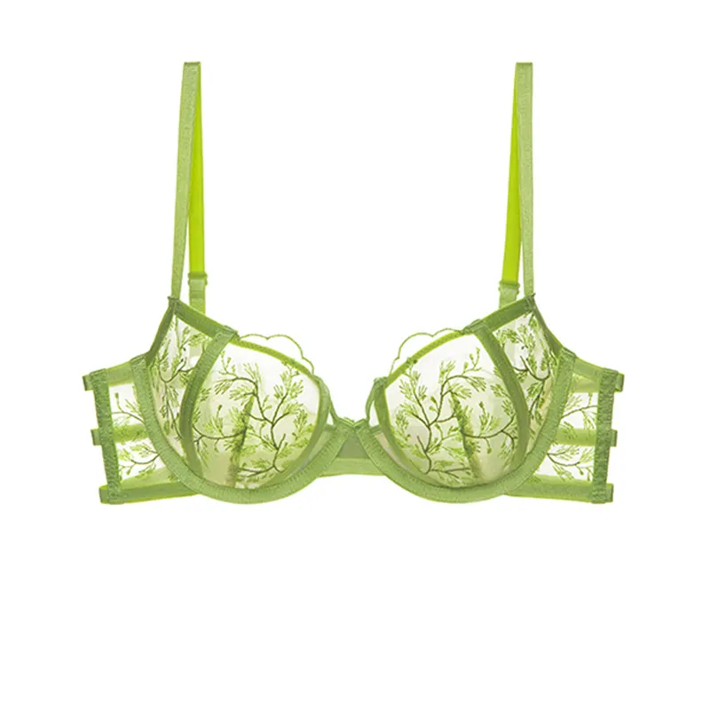 Churchf French Sexy Bra Lace Bra Set Ultra-Thin Embroidered Breathable Large Bra Lingerie
