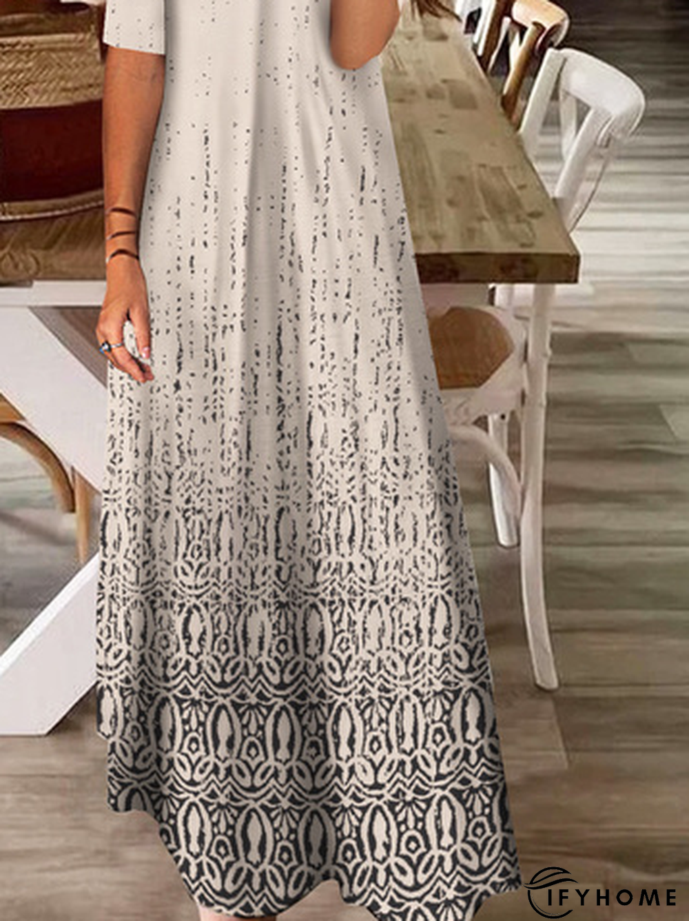 Women Vintage Abstract Autumn Natural Loose Jersey Long 1 * Dress Best Sell Dresses | IFYHOME