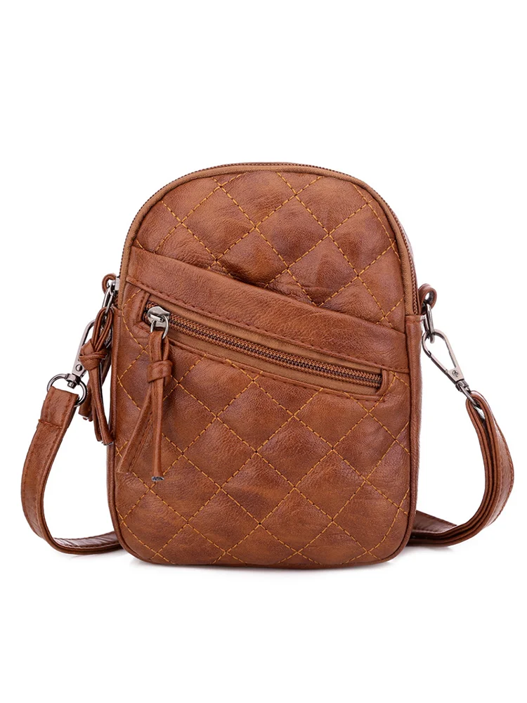 Diamond Pattern Seamed Mini Crossbody Bag