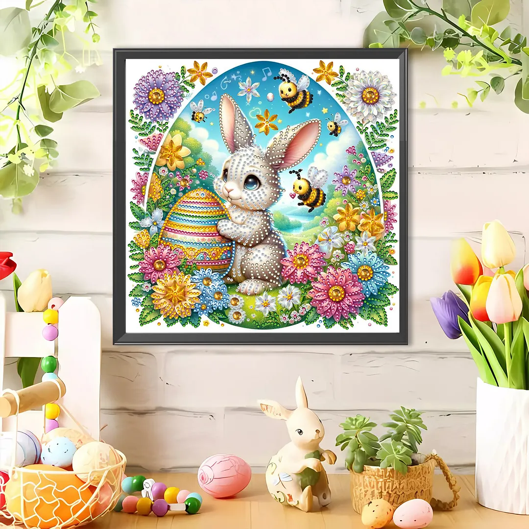Easter Egg Special Shaped 5D DIY Partial Drill Diamond Painting Kits for Adults Beginners Home Decor Diamonds Dots Gem Art Kits 11.81x11.81inch