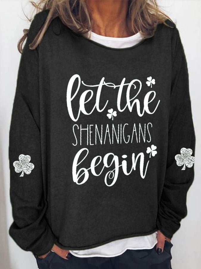 Women's Let The Shenanigans Begin casual loose print sweater