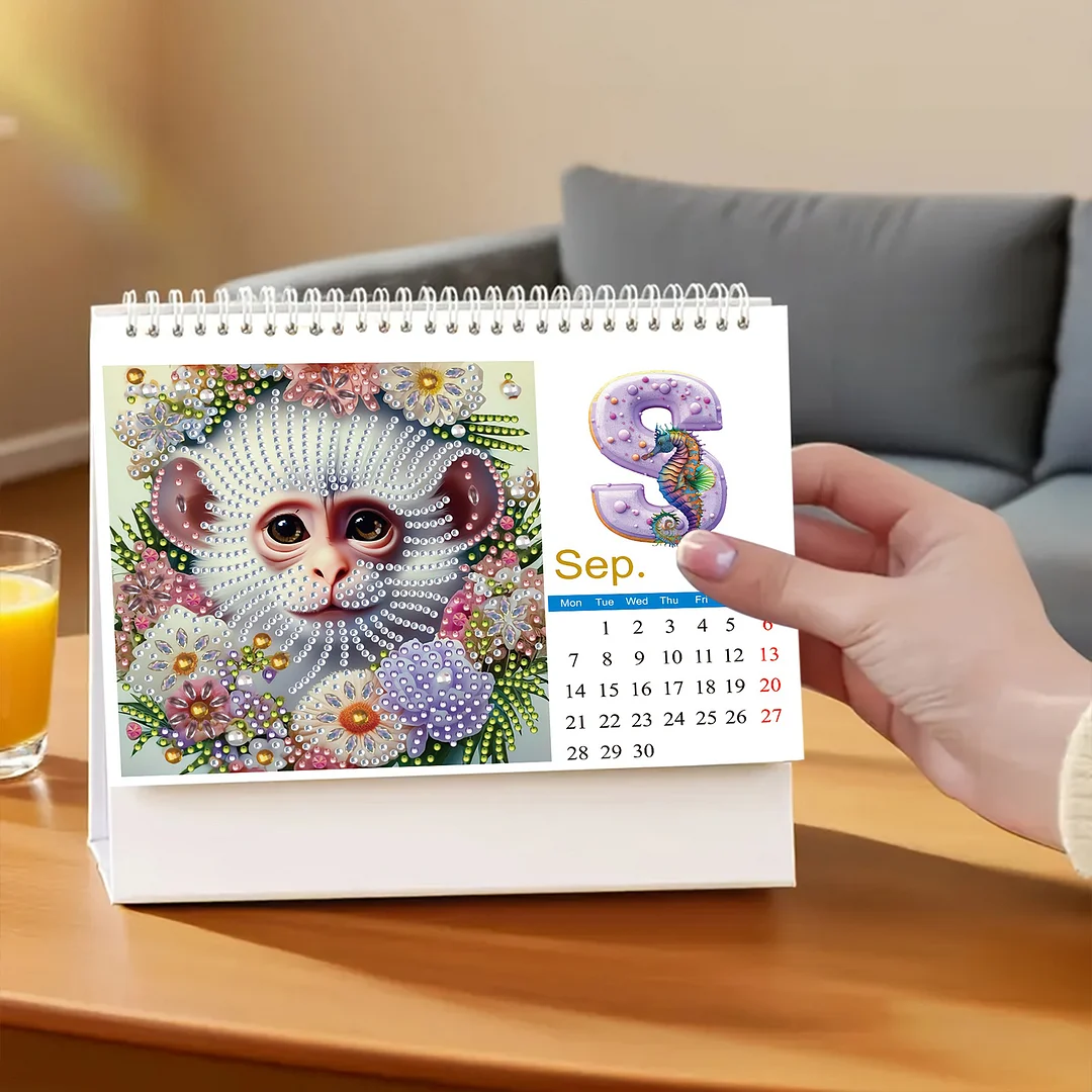 2026 Calendar Diamond Painting Kit Animal DIY Diamond Art Desk Calendar