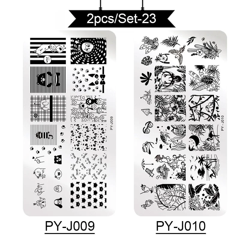 PICT YOU Stamping Plates Kits Striped Line Flowers Stamp Plate Tropical Geometry Lace Halloween Pumpkin Nail  Image Plate-Nail Inspo