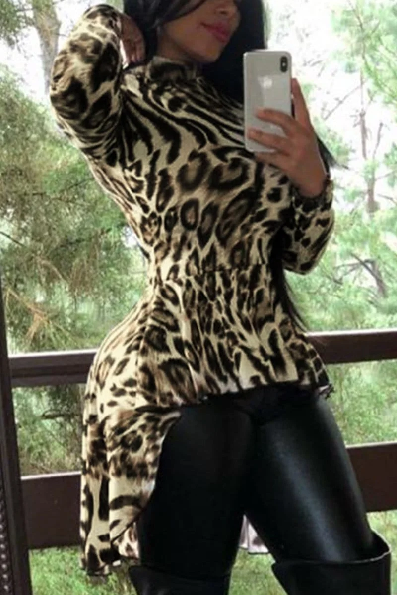 Fashion Irregular Leopard Print Top