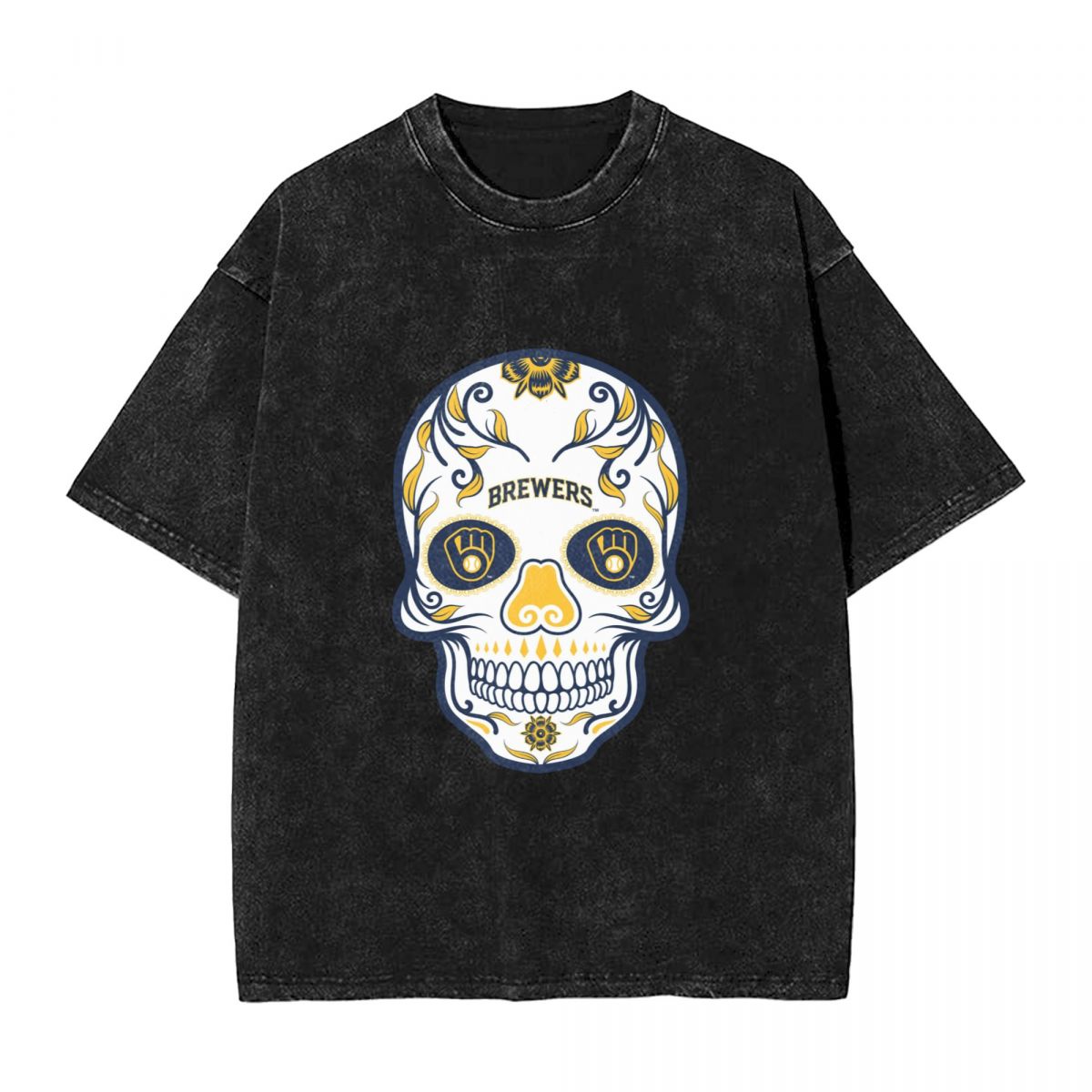 Milwaukee Brewers Skull Men's Oversized Streetwear Tee Shirts