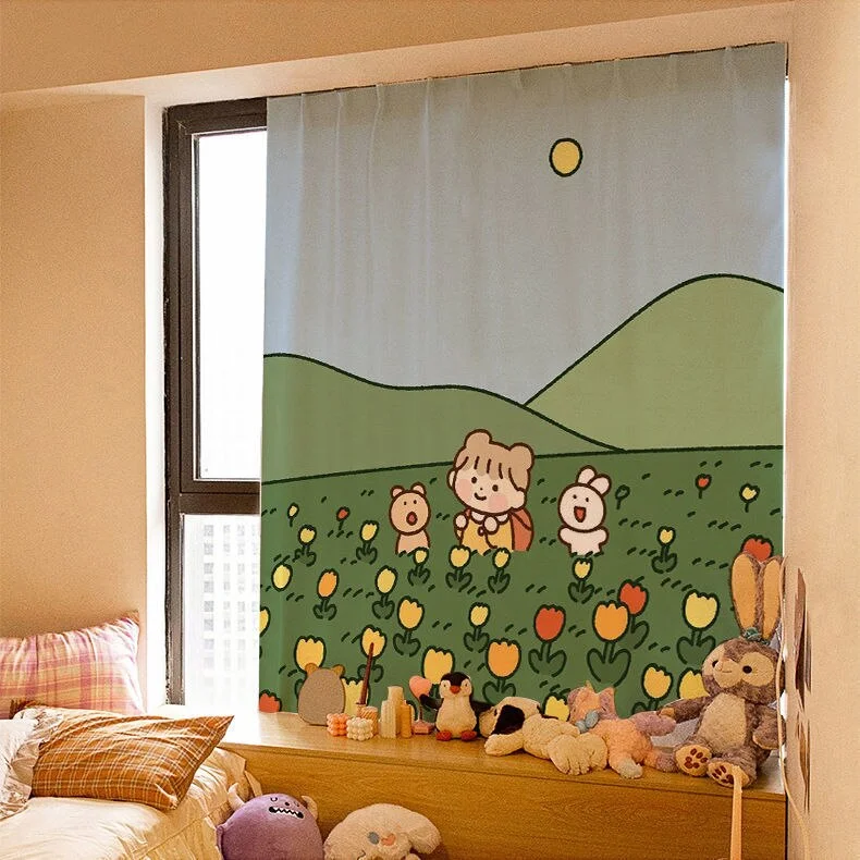 Nigikala Kawaii Tapestry Velcro Shading Curtains Background Cloth Hanging Cloth Bedroom Wall Decoration Children Room Layout 2021 New