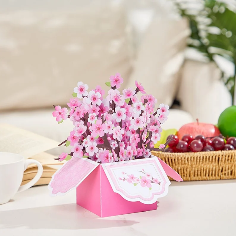 Cherry Blossom Tree Pop Up Box Card,3D Popup Greeting Cards,For Mother's Day, Spring, Thanksgiving, Birthday,Wedding Gift,Valentine's Day