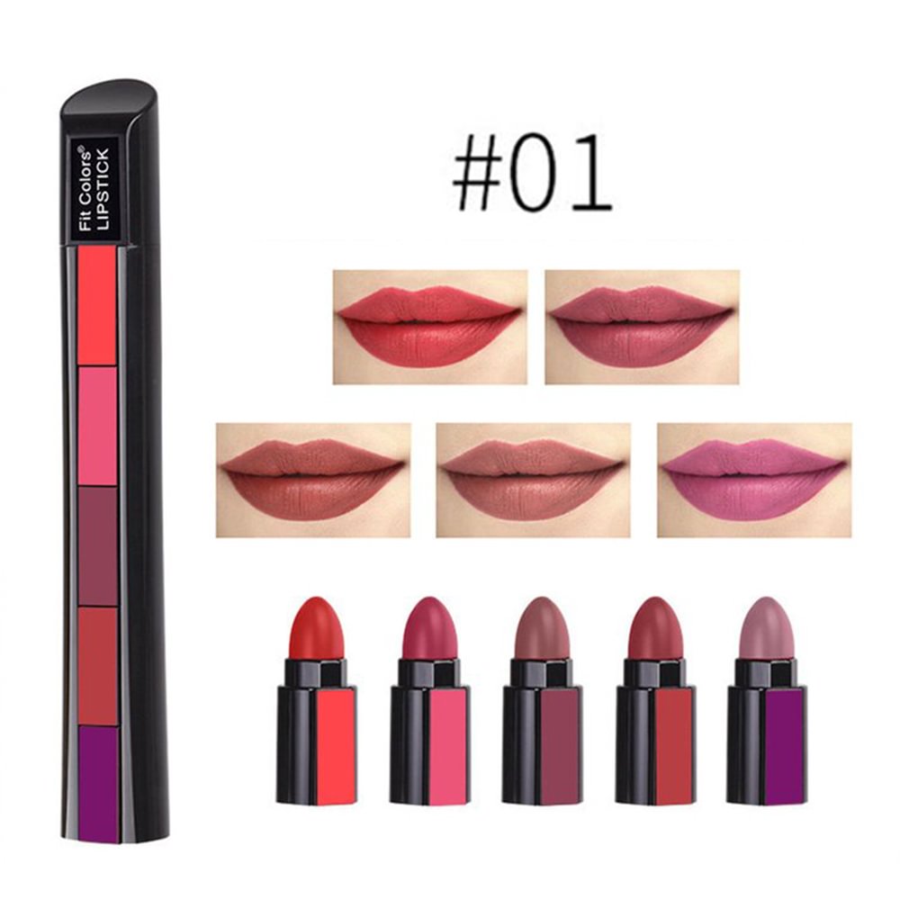 Shecustoms™ 5 in 1 Long Lasting Waterproof Velvet Matte Compact Lipstick