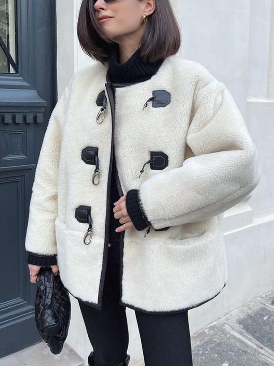 Cashmere Women's Metal Lock Design Cardigan Jacket