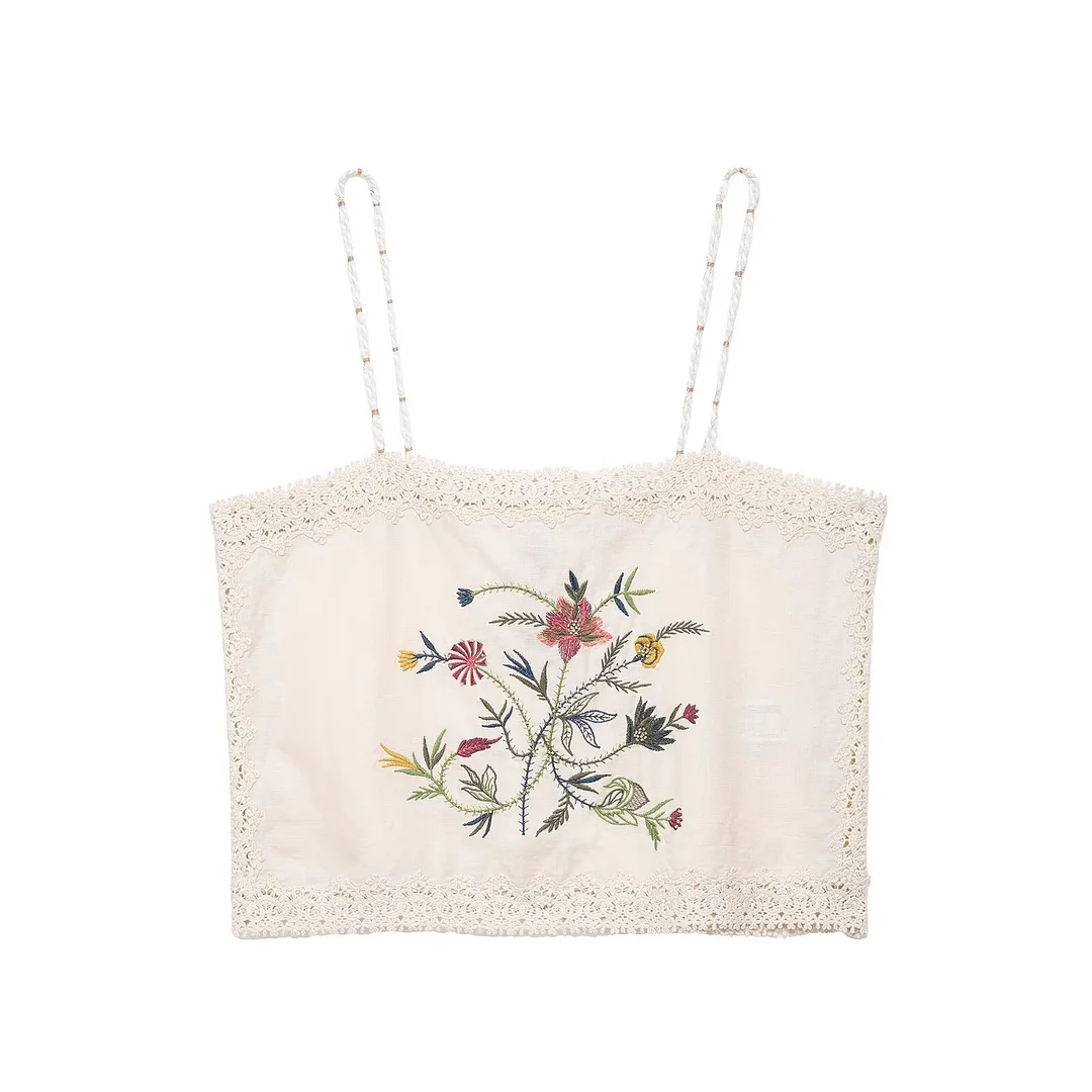 Nigikala Nigikala Women's Explosive Knitted Embroidered Small Color Daisy Sling + Shorts Set