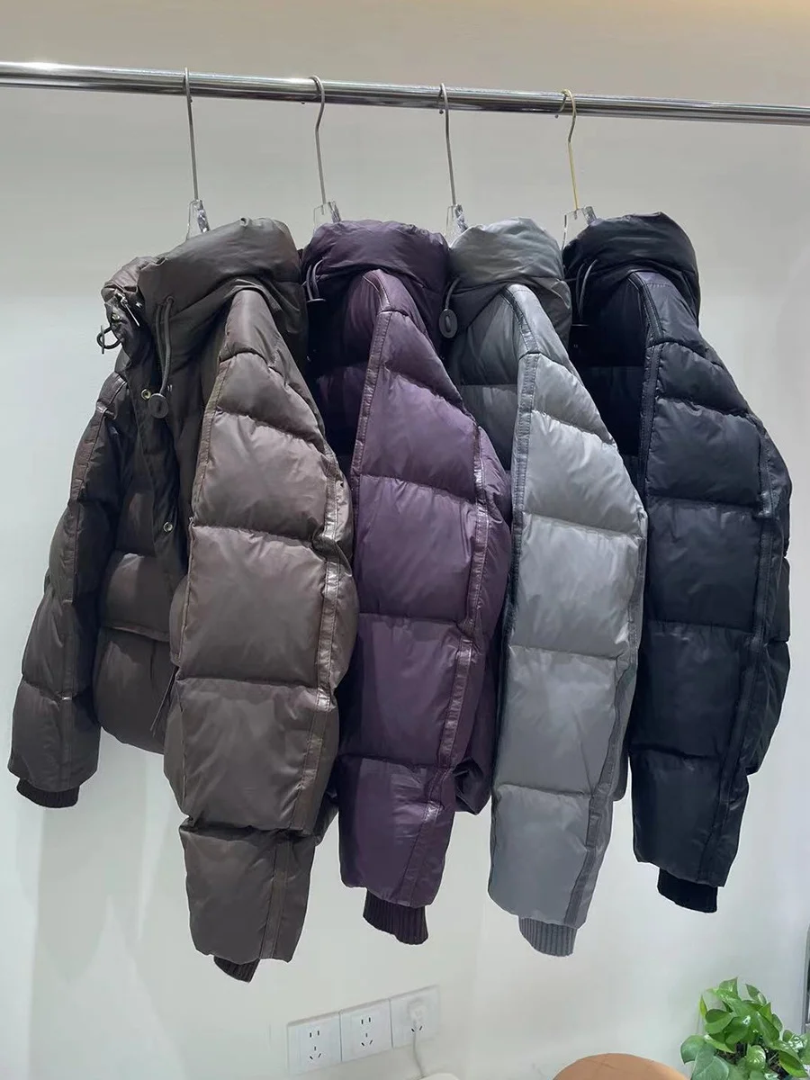 Woherb Advanced Sense Hooded Down Jacket Female 2424 New Fashion Design Sense Plus Thick White Duck Down Loose Bread Clothing Coat-Outfit Ideas