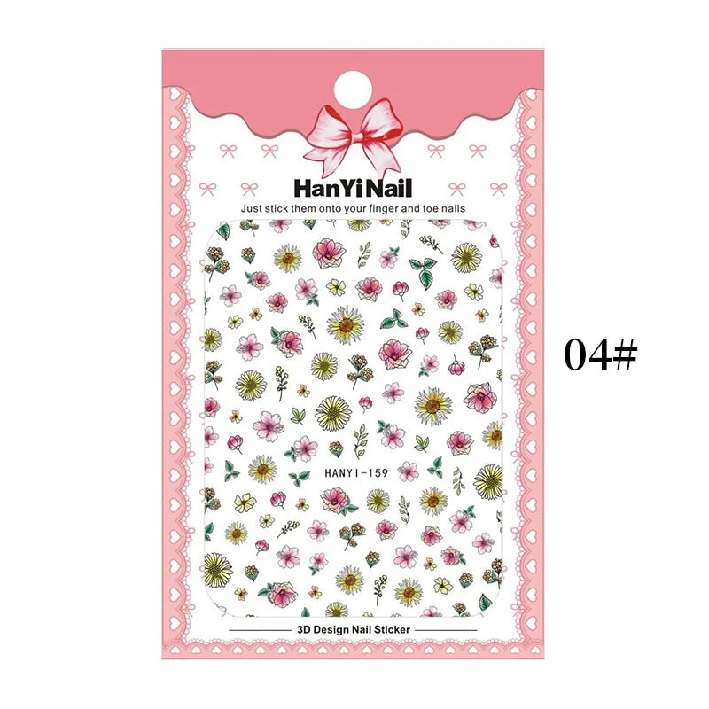 3D Charms Flowers Leaf Nail Art Stickers Watercolor Abstract Floral Nail Decal Sliders Manicures Nail Art Decorations For Autumn