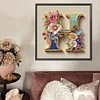 Lettres de fleur H-peinture sp&eacute;ciale partielle au diamant-30 * 30cm