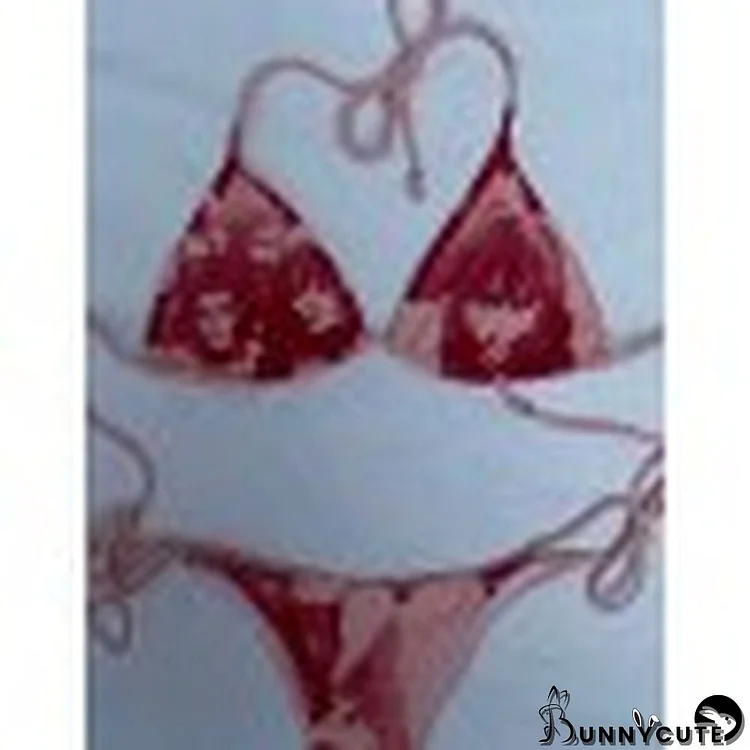 Screen Print Halter Bikini Set