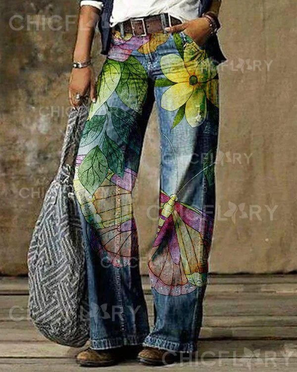 Women's Butterfly Floral Pants