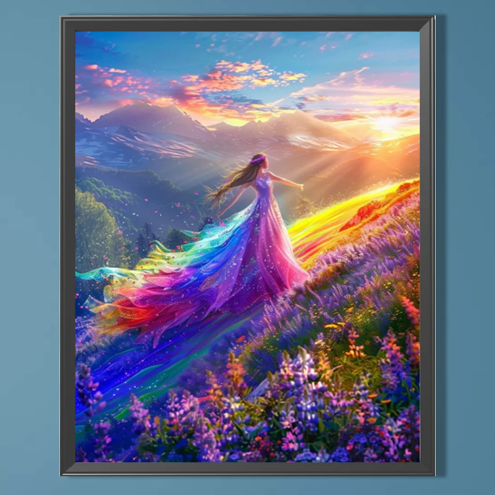 5D DIY Full Round Drill Partial AB Diamond Painting Girl Kit Art Decor 45x55cm