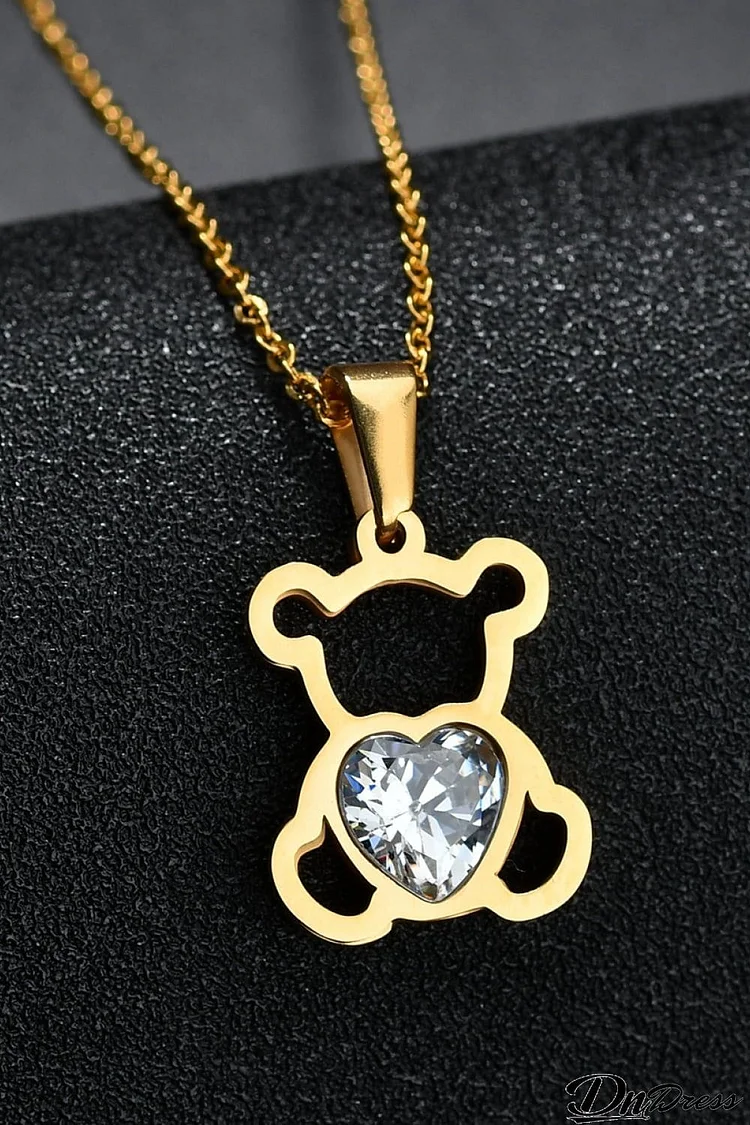 Bear Pendant Stainless Steel Necklace