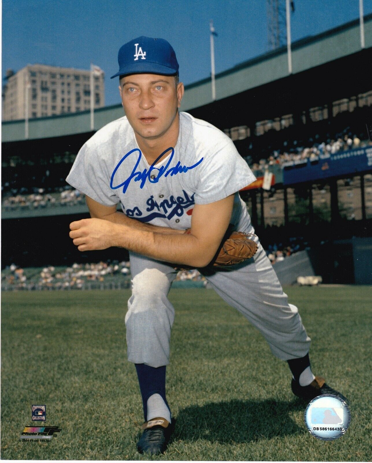 JOHNNY PODRES LOS ANGELES DODGERS ACTION SIGNED 8x10