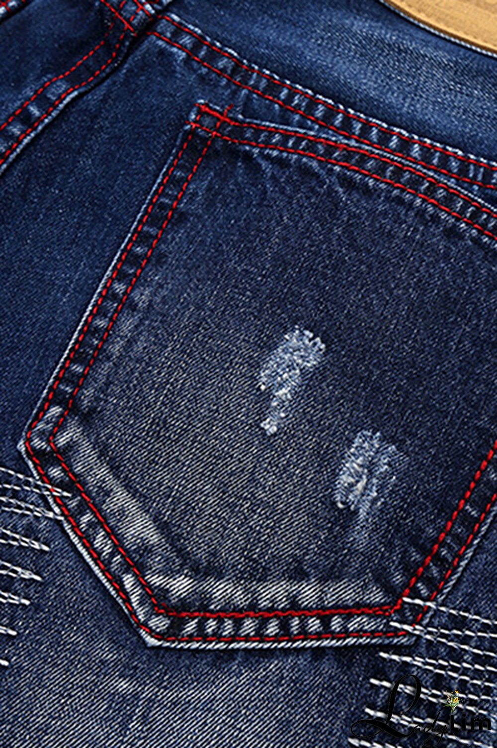 Blue Street Patchwork Tassel Ripped Make Old Bottoms