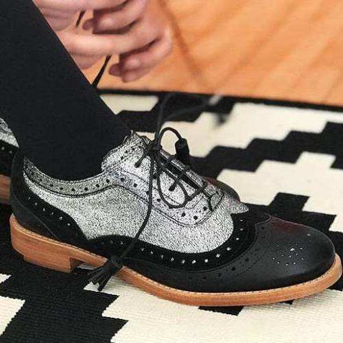 Women‘ Fancy Lace Up Colorblock Loafers