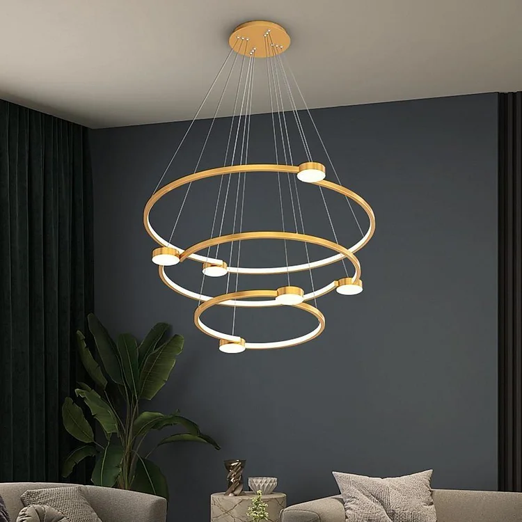 Circle Square LED Gold Nordic Chandeliers Hanging Ceiling Lights Pendant Light - Appledas