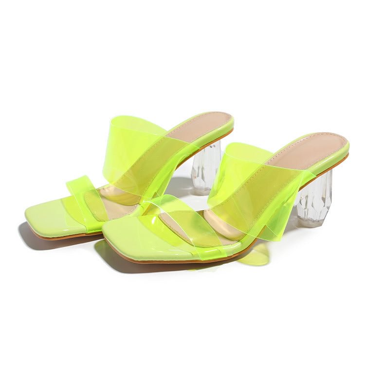 Women's Slippers Transparent PVC Crystal Clear Heeled Fashion Mules