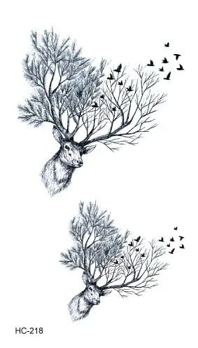 25 Different Waterproof Temporary Tattoo Stickers Fawn Deer Head Fake Tatto Geometric Animal Flash Hand Tatoo For Women Men